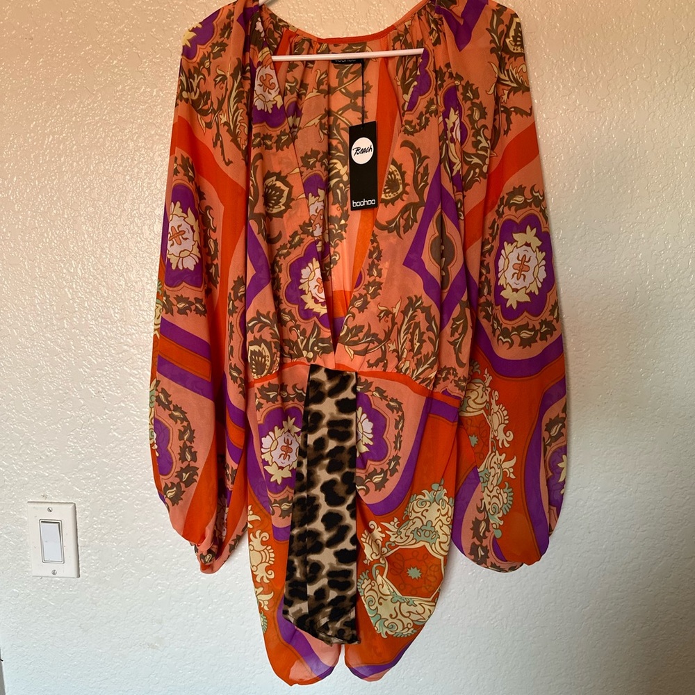 Orange and purple cheetah print beach dress